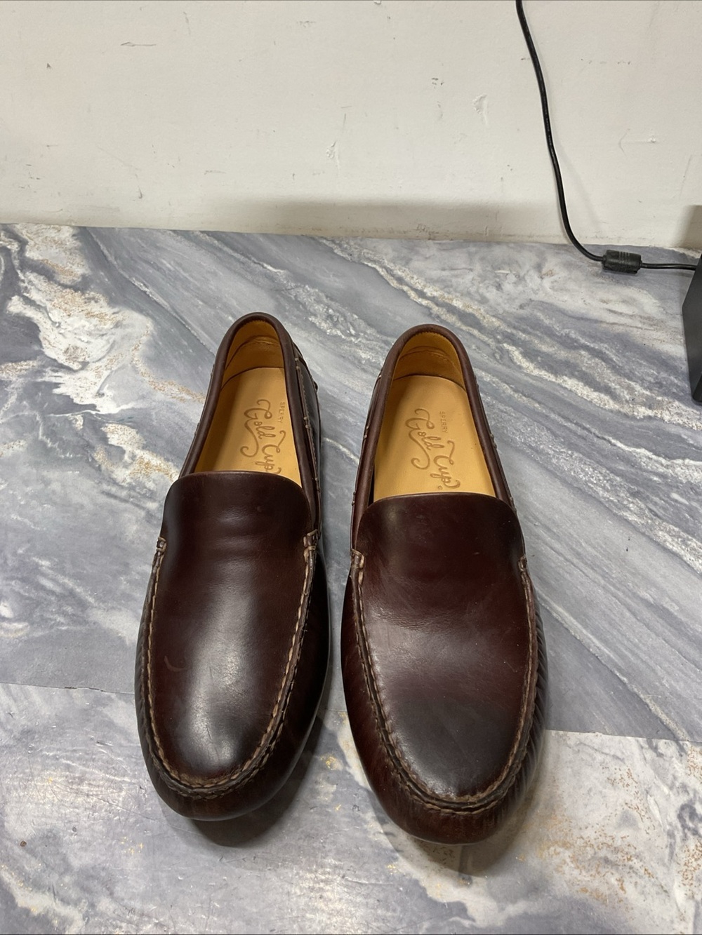 Sperry Gold Cup Leather Driver Loafer Size 7/5 Wide Brown